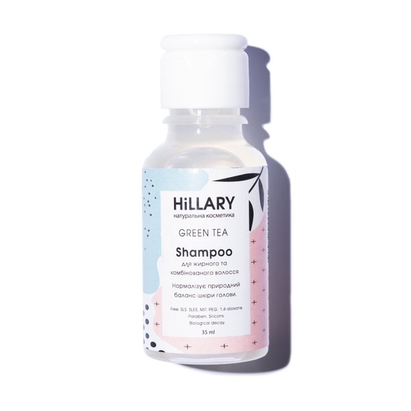 ПРОБНИК Натуральный шампунь для жирных и комбинированных волос Hillary GREEN TEA Shampoo, 35 мл - фото №1