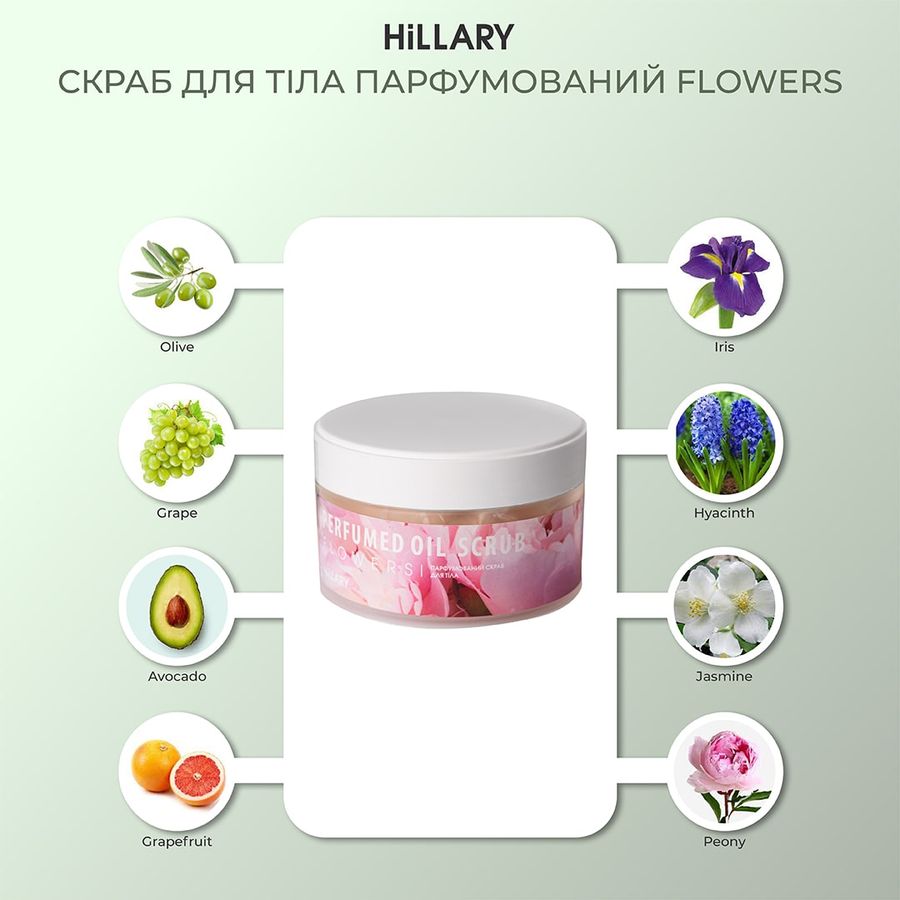 Скраб для тела парфюмированный Hillary Perfumed Oil Scrub Flowers, 200 г - фото №1
