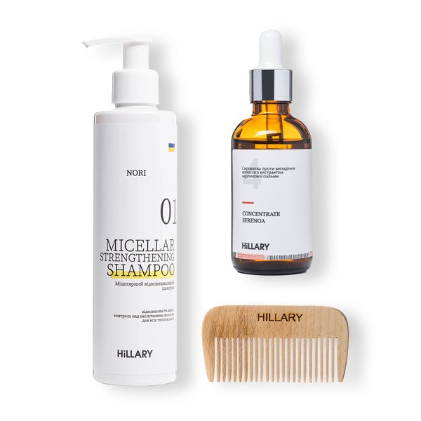 Hair serum Concentrate Serenoa + Shampoo for all hair types Nori Micellar and comb