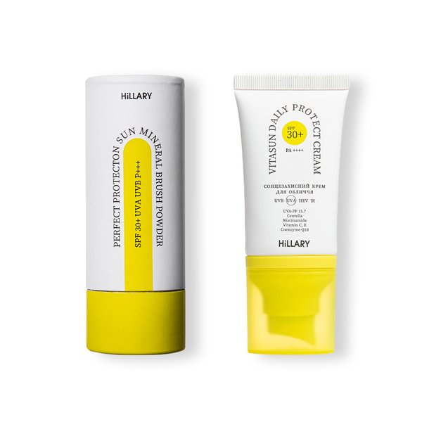 Sun Protection Mineral Powder Warm Medium SPF 30 + Sunscreen face cream SPF 30+