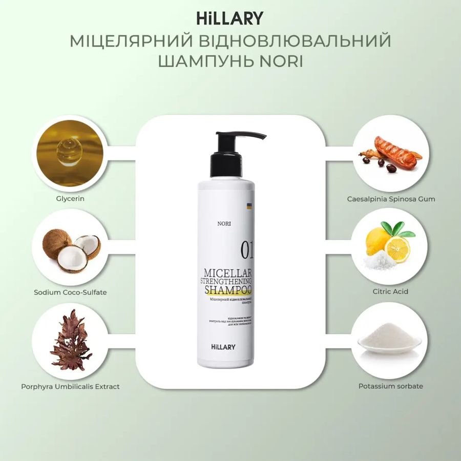 Nori Hillary Nori Micellar Strengthening Shampoo, 250 ml