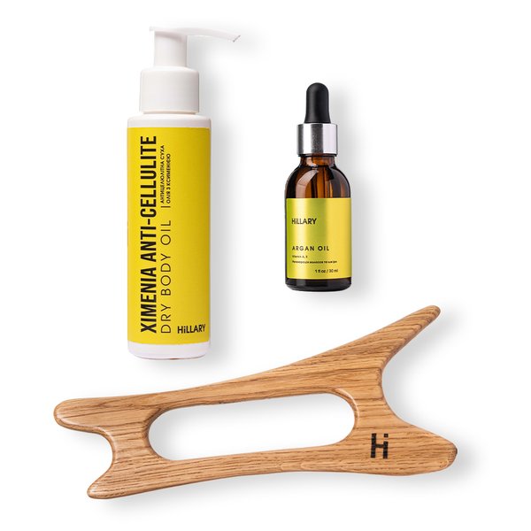 Massage set for face and body with ximenia and argan oils